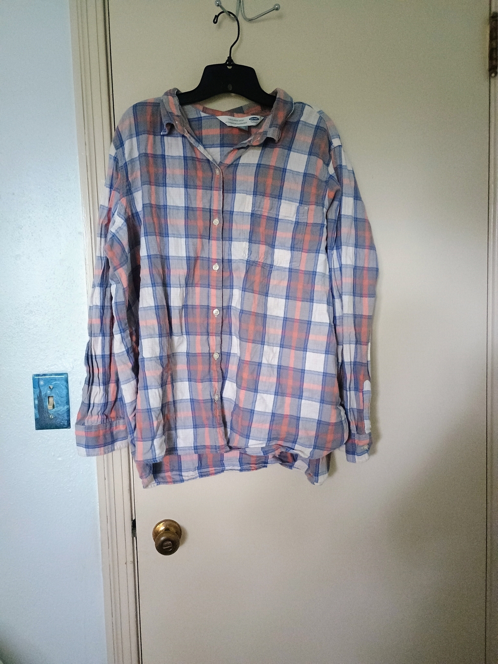 Old Navy Plaid Button-Down Shirt - Blue & Peach